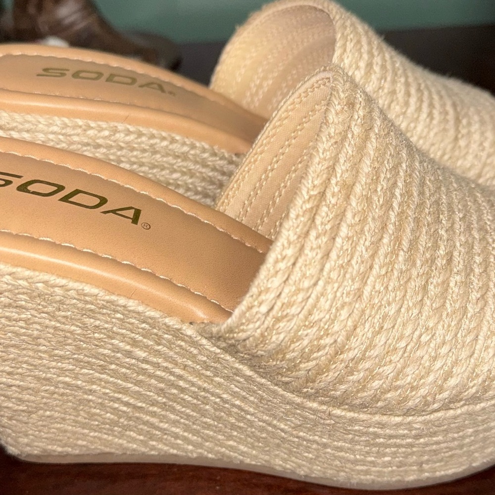 Soda Women's Tan Wedge Sandals